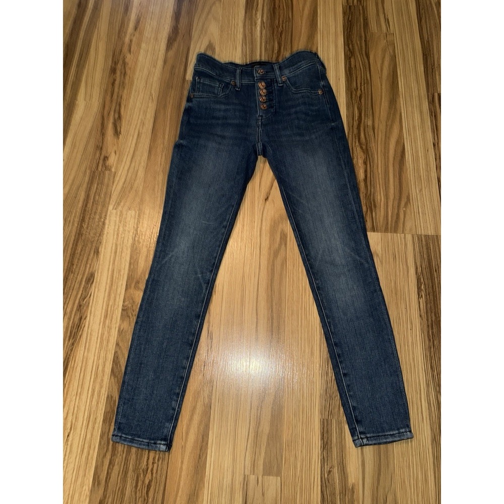 Express Women's 00 Petite 00P Skinny Mid Rise Jeans Denim Button Fly